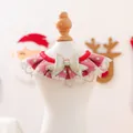 Christmas pet collar with red velvet, gold bow and silver sequin lace trim - Christmas Gauze Collar - Red