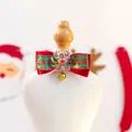 Christmas dog collar with red green plaid bow, golden bell and reindeer decoration - Christmas Collar Luminous Reindeer