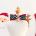Christmas dog bow tie collar with snowman charm and gold bell in red and green - Christmas Collar Luminous Snowman