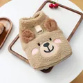 Imbracatura per cani in pile sherpa con orecchie da orso e anello a D beige - XS / Orso Beige