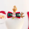 Christmas pet bowtie with Santa Claus charm, red velvet ribbon, and small gold bell - Christmas Collar Luminous Santa