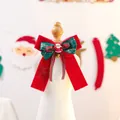 Christmas pet collar bowtie with red velvet ribbon, green lace, and Santa charm - Christmas Classic Collar Santa