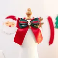 Christmas pet collar with red green ribbon bow snowman charm and golden bell - Christmas Classic Collar Snowman