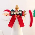 Christmas pet collar featuring a double-layered red and green bow with golden bells - Christmas Fashion Collar Double Bells