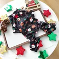 Tuta natalizia nera per animali domestici con stampe festive e imbracatura ad anello a D - XS / Nero