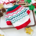 Festlicher rot-grüner Weihnachtsstrickpullover für kleine Hunde und Katzen - XS-Brust 30cm, Länge 20cm (ca. 1-1,5kg) / Weihnachtsfeuerwerk Pullover