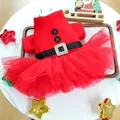 Robe de Noël rouge pour chiens et chats avec boucle scintillante et jupe en tulle multicouche - XS / Robe Père Noël