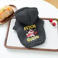 Sweat à capuche gris foncé pour animaux avec imprimé Fetch Queen et motif chien - XS / Gris Fumée (Fetch Queen)