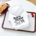 Sweat à capuche blanc pour animaux avec imprimé BAD TO THE BONE pour petits chiens - Blanc (Bad Bone)