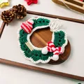 Handmade green crochet pet collar with Christmas hat and bow for cats and dogs - Christmas Gold Label Yarn Collar Green Scarf Hat