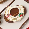 Handmade cream crochet pet bib with Christmas candy cane and festive holly leaf accents - Christmas Gold Label Yarn Collar Cane Pine Cone
