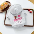 Sweat à capuche gris pour animaux avec imprimé PAWFECT rose et motifs de cœur - Gris Clair (Pawfect)