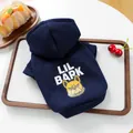 Sweat à capuche bleu marine pour animaux avec imprimé LIL BARK et motif bouledogue - Bleu Brume (Lil Bark)