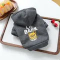 Sweat à capuche gris foncé pour animaux avec imprimé bouledogue Lil Bark pour chiens - Gris Fumée (Lil Bark)