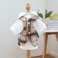 Conjunto de chaleco a cuadros y camisa blanca para perros con botones dorados - XS / Cuadros Café