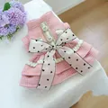 Robe de princesse rose pied-de-poule pour petits chiens avec nœud et dentelle - Princesse Plaid Rose