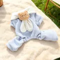 Light blue knitted pet jumpsuit with 3D bear and long ears for small dogs and cats - XS-Bust 30cm, Length 20cm (Approx 1-1.5kg) / Light Blue Bear