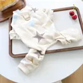 Soft warm pet jumpsuit with star pattern and D-ring harness for small dogs - XS / Star