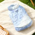 Gesteppte Haustierweste mit Sternenmuster und Metall-D-Ring für kleine Hunde und Katzen - XS / Eisblaues Rautenmuster