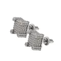 Iced out square hip hop studs with tiered cubic zirconia and secure screw-back design - Silver