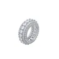 Bague hip hop pour homme avec cinq rangées de zircons scintillants au fini argenté - US 7 / Argent