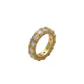 Anello hip hop classico in oro con zirconi cubici tondi e dettagli pavé scintillanti - US 6 / Oro