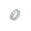 Silver cuban link ring for men with 7mm iced out cubic zirconia pavé detailing - US 6 / Silver