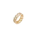 7mm gold Cuban link ring with three rows of sparkling cubic zirconia for men - US 6 / Gold