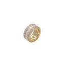 Bague hip hop plaquée or avec zircons de tailles carrée et ronde sertis en pavé - US 7 / Or