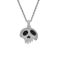 Colgante calavera hip hop con circonitas brillantes y cadena de cuerda plateada - Con Cadena Torcida / Plateado