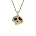 Colgante calavera hip hop con circonitas micro pavé y cadena de cuerda dorada brillante - Con Cadena Torcida / Dorado