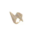 Men's geometric gold ring with bold lightning design and paved cubic zirconia - US 8 / Gold