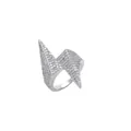 Men's geometric diamond-shaped lightning bolt ring with sparkling white zircon stones - US 8 / Silver