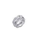 Anello hip hop a tre strati in zircone argentato per uomo, gioielli moda industriale - US 7 / Argento