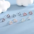 S925 sterling silver hollow heart studs in blue, red, and white enamel finish - Gold Color (BLN006E)