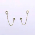 Elegant 18K gold chain earring with micro-pave hoop and bezel-set sparkling diamond - Pavé Circle Style (BLN162E) / Gold