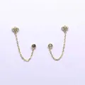 Golden shell chain earrings for women featuring small rhinestones and single diamond link - Fan-shaped Shell Style (BLN166E) / Gold