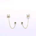 Gold crab earrings with chain and marquis diamond stud for double ear piercing - Crab Shape Style (BLN169E) / Gold