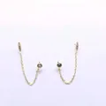 Minimalist gold s925 silver double stud chain earring with sparkling zircon accents - Minimalist Bar Style (BLN170E) / Gold
