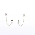 Minimalist gold S925 silver star chain earrings with sparkling diamonds and dark gems - Black Gem Five-pointed Star Style (BLN171E) / Gold