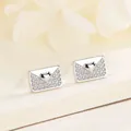 925 silver envelope stud earrings with sparkling zircon heart and polished silver finish - White Gold