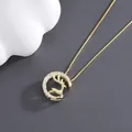 Golden S925 silver elk necklace featuring a hollow reindeer pendant with sparkling zircons - 925 Silver / Gold