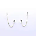 Gold plated s925 silver chain earrings with marquise and round cubic zirconia stones - Marquise Zirconia Style (BLN173E) / Gold