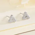Silver geometric twisted triangle earrings with S925 stamp and micro-pave zircons - White Gold