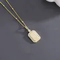 Elegant gold S925 silver necklace with rectangular 'B' letter pendant and micro zircons - Letter B Necklace