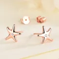 Minimalist S925 silver starfish earrings in rose gold finish with zircon inlay - Rose Gold / Starfish Style (BLN138E)