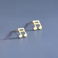 S925 Sterling Silber Musiknoten Ohrstecker mit glänzendem Gold-Finish für Damen - Musiknoten-Stil (BLN206E) / Gold