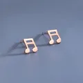 Minimalistische S925 Silber Musiknoten Ohrstecker in Roségold-Finish für Damen - Musiknoten-Stil (BLN206E) / Roségold