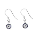 925 silver evil eye drop earrings with blue and white zircon pavé on a white background - White Gold / Evil Eye (BLN146E)