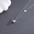 Elegant S925 sterling silver whale pendant necklace with heart charm and pearl finish - Necklace-O Chain / White Gold